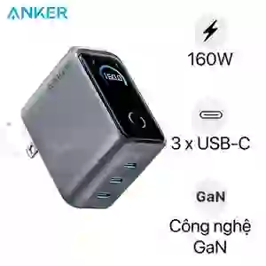 Sạc Anker Prime 3 cổng USB-C 160W màn hình LED thông minh A2687