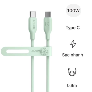 Cáp Anker 543 USB-C to USB-C Nylon BIO-BRAIDED dài 0.9M A80E5