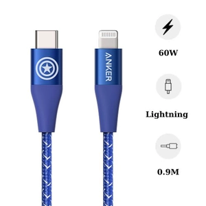 Cáp Anker Powerline II USB-C to Lightning (3FT/0.9M) A9548 Phiên bản Marvel (Captain America)