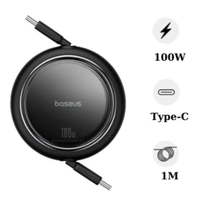 Cáp Baseus Free2Draw Mini Retractable Type-C to Type-C 100W 1M
