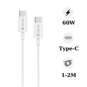 Cáp Devia Smart Series USB-C To USB-C ( 20V 3A 60W ) PD Màu Trắng