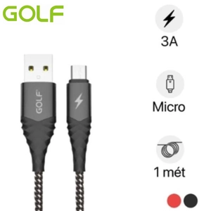 Cáp sạc nhanh bọc dù Golf Micro USB 3A 1m (GC-67M)