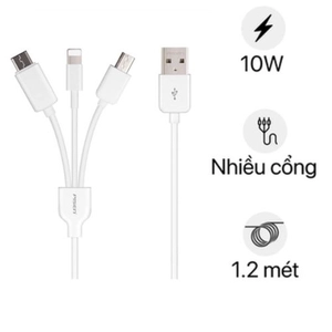 Cáp sạc 3in1 Pisen (Lightning + Micro + USB-C)