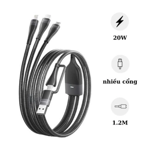 Cáp Pisen Pro Mars God 2-in-1 ( Lightning/Type-C/Micro) USB-A/USB-C 1.2m