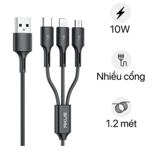 Cáp sạc 3 in 1 bọc dù Akus CA-3IC