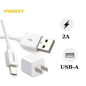 Combo củ sạc Pisen 2A kèm cáp Micro-USB