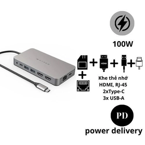 Cổng chuyển Hyper Drive Dual 4K HDMI 10-in-1 (2 màn hình) USB-C Hub For Macbook M1 HDM1H