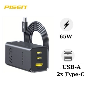 Combo Củ sạc nhanh PISEN Pro GaN ULTRA 65W 3 cổng 2C1A