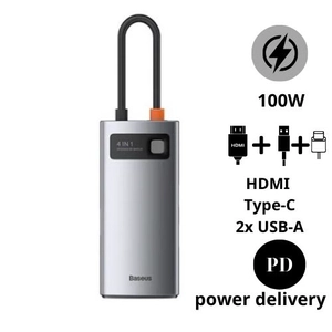 Hub Chuyển ĐổI Baseus Metal Gleam Type-C 4 Trong 1