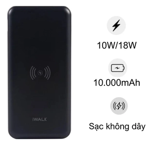 Pin dự phòng iWalk 10000mAh 18W tích hợp sạc không dây 5W (UBC10000A)