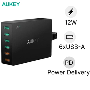 Củ sạc Aukey 6 cổng 60W PA-T11 2 cổng sạc nhanh QC 3.0