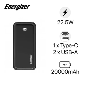 Pin Sạc Dự Phòng Energizer 20.000 MAH Tích Hợp Sạc PD 18W UE20011PQ Đen