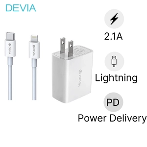 Combo sạc Devia V3 kèm cáp Lightning V3 Trắng