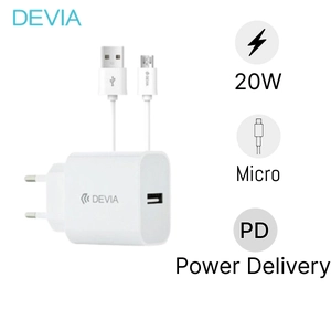 Combo Sạc DEVIA Kèm Cáp MICRO USB V2 Trắng