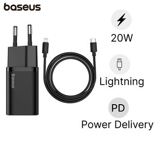 Combo Sạc Baseus Super SI 1 Cổng 20W Kèm Cáp USB-C To Lightning Dài 1M Đen