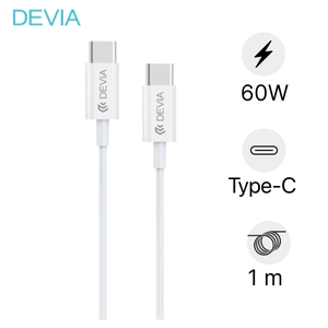 Cáp Devia Smart Series USB-C To USB-C ( 20V 3A 60W ) PD Màu Trắng