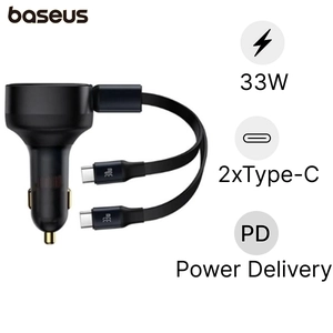 Sạc Baseus Enjoyment Retractable 2 in 1 C+C 33W