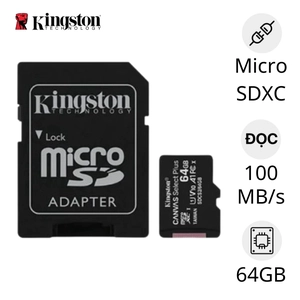 Thẻ nhớ Micro Kingston Class 10 64GB ( Kèm Adapter )