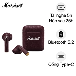 Tai nghe bluetooth Marshall Minor 3 - Đỏ rượu (DROP)