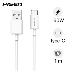 Cáp sạc Pisen - Mr White USB-A to C 1m 3A