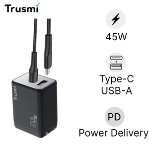 Sạc nhanh Mini Trusmi PD 45w Gan 1A1C kèm cáp Type-C to Type-C 60w (US) CH06
