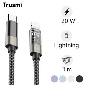 Cáp Trusmi Usb-C to Lightning Led Rainbow PD 20w dài 1m
