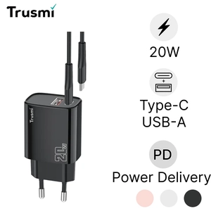 Sạc Trusmi cổng 1A1C PD 20w kèm cáp Type-C to Type-C 60w (EU) CH11