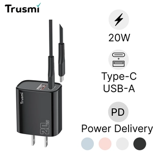 Sạc Trusmi cổng 1A1C PD 20w kèm cáp Type-C to Type-C 60w (US) CH11