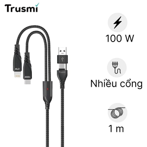 Cáp Trusmi 2 in 1 Usb-A to Usb-C, Lightning 100w