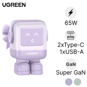 Sạc Ugreen Robot CD361 3 cổng 2 USB-C và USB-A Gan 65w