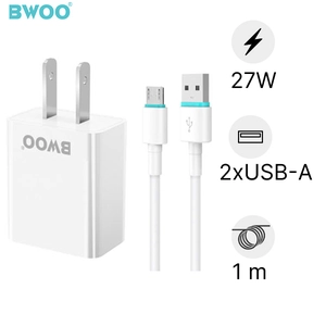 Sạc BWOO 2 cổng USB-A kèm cáp Micro US CDA61V