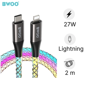Cáp sạc nhanh BWOO Type-C to Lightning PD 27W đèn led X279C-L dài 2M