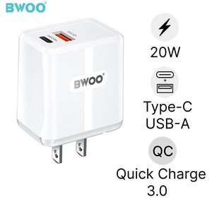 Sạc nhanh BWOO 2 cổng (USB-A + USB-C) 20W US CDA178
