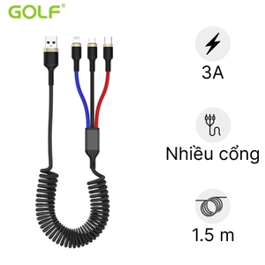 Cáp Golf 3A GC-72X 3 in 1 sạc nhanh dây dù 1.5M