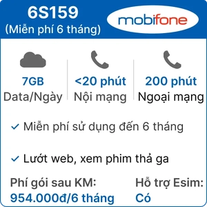 Sim 4G Mobifone 6S159 7GB/ngày có nghe gọi - 6 tháng (Thành phẩm)