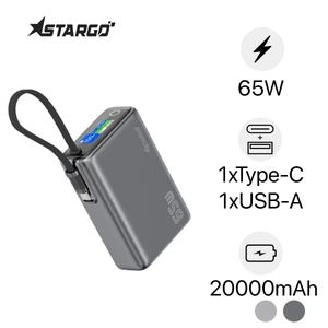 Pin dự phòng StarGO Hypercharge 20000mAh 65W tích hợp màn hình + cáp Type-C