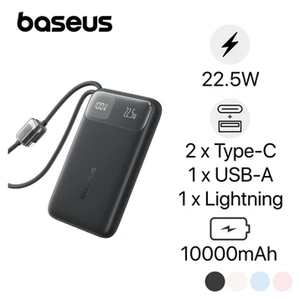 Pin dự phòng Baseus Enerfill FC11 màn hình 10.000mAh 22.5W tích hợp cáp C+L