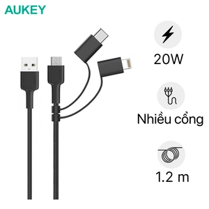 Cáp sạc 3in1 1.2m chuẩn MFI AUKEY CB-BAL5