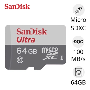 Thẻ nhớ 64GB Sandisk class 10 100MBPS