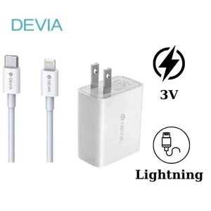 Combo sạc Devia V3 kèm cáp Lightning V3 Trắng