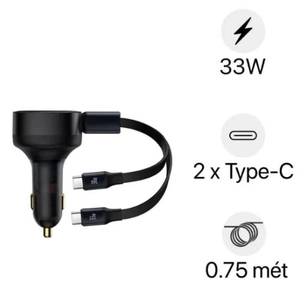 Sạc Baseus Enjoyment Retractable 2 in 1 C+C 33W