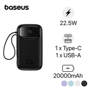 Pin sạc dự phòng Baseus Qpow2 màn hình số 20.000mAh 22.5W kèm cáp Lightning và Type-C