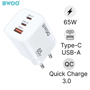 Sạc nhanh BWOO 3 cổng (USB-A + 2 USB-C) 65W GAN EU CDA147
