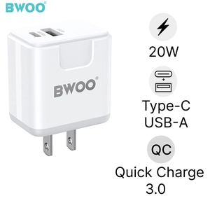 Sạc nhanh BWOO 2 cổng (USB-A + USB-C) 20W US CDA166