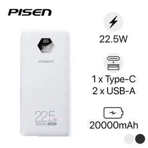 Pin dự phòng Pisen Quick Powerlink Cube 22.5W 20.000mAh kèm cáp Lightning và Type-C D192