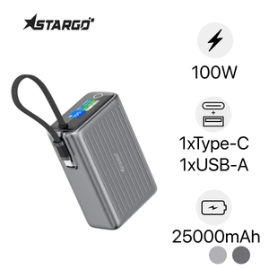 Pin dự phòng StarGO Hypercharge 25000mAh 100W tích hợp màn hình + cáp Type-C