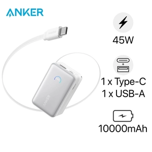 Pin sạc dự phòng Anker Nano 10000mAh 45w 1C1A tích hợp cáp USB-C A1638