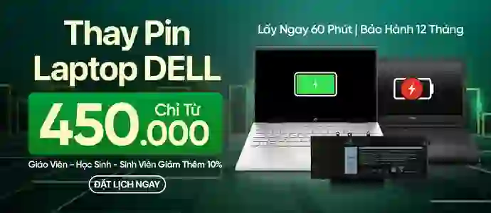 THAY PIN LAPTOP DELL<br>Chỉ từ 450k