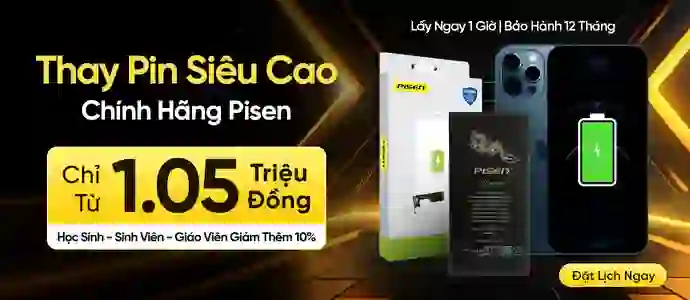 <b>PIN SIÊU CAO PISEN</b><br>Chỉ từ 1