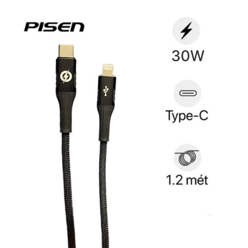 Cáp sạc nhanh tự ngắt Pisen Pro FOX INTELLIGENT C L 30W 1.2M chính hãng | Lấy liền
